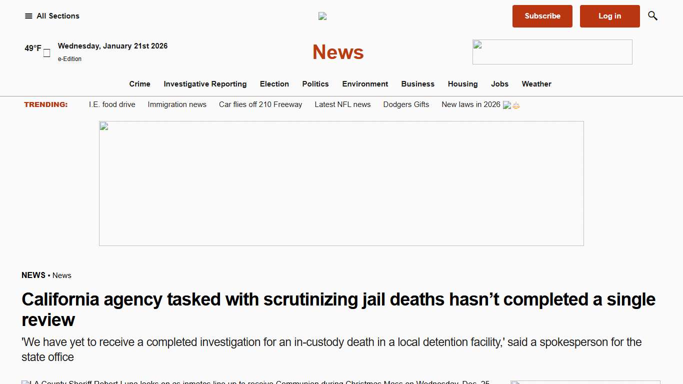 California agency tasked with scrutinizing jail deaths hasn’t completed a single review – San Bernardino Sun