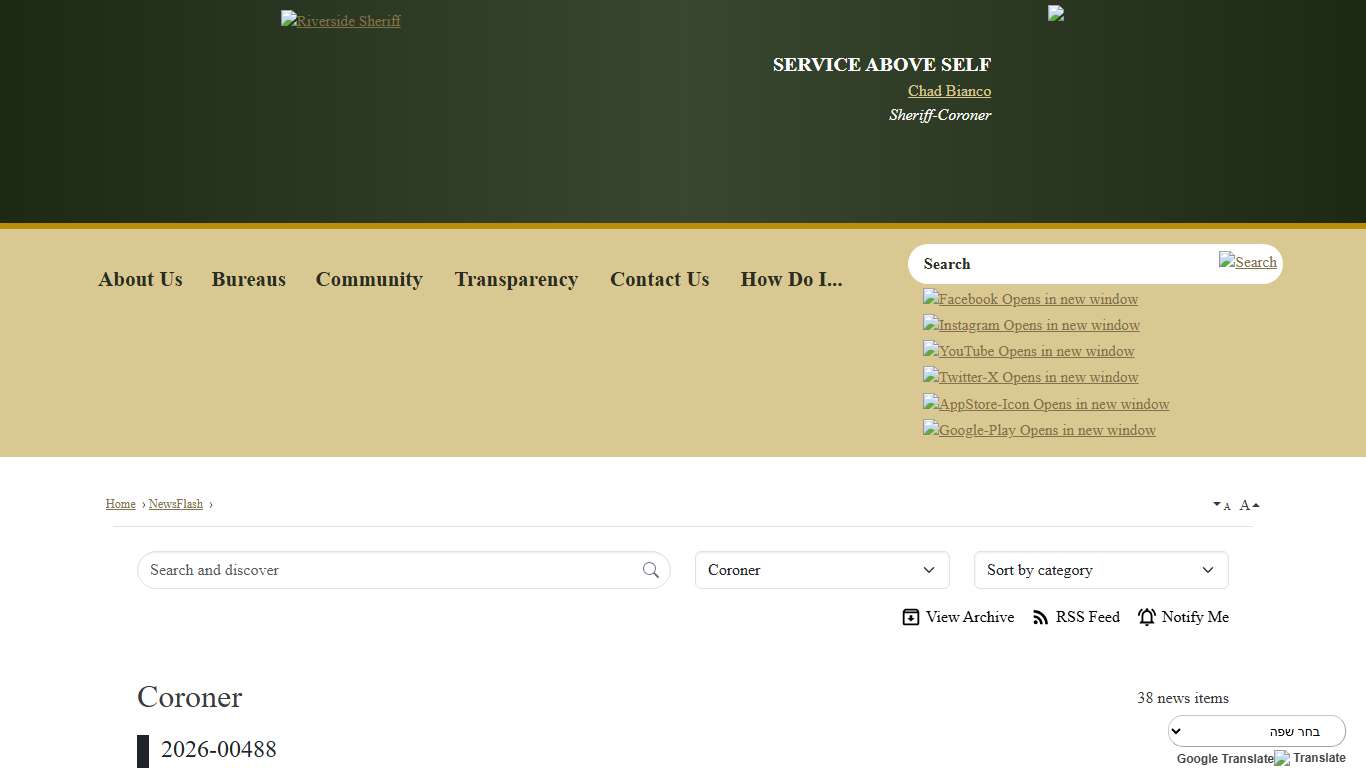 Press Releases • Riverside County Sheriff, CA