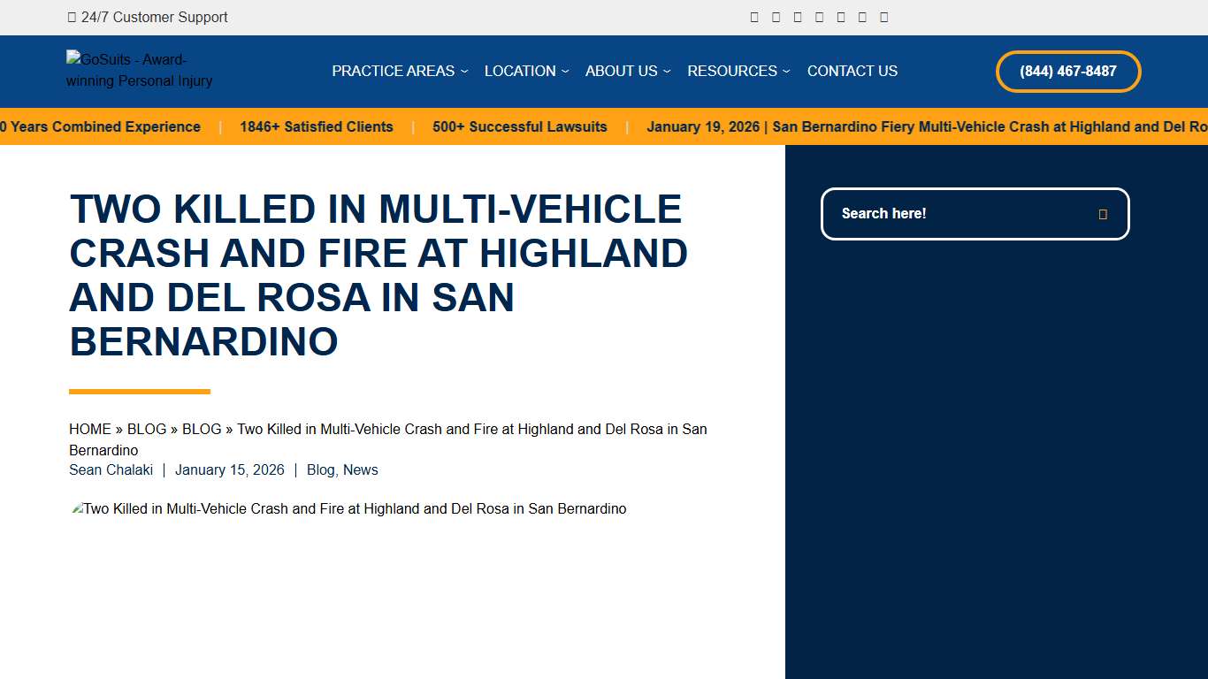 Two Killed in Multi-Vehicle Crash and Fire at Highland and Del Rosa in San Bernardino - GoSuits